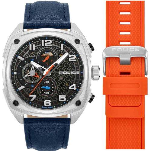 POLICE Herrenuhr Quarzuhr blau / silber onesize Herren 44 mm PEWGF00814X0, PEWGF00814X1, PEWGF00814X2
