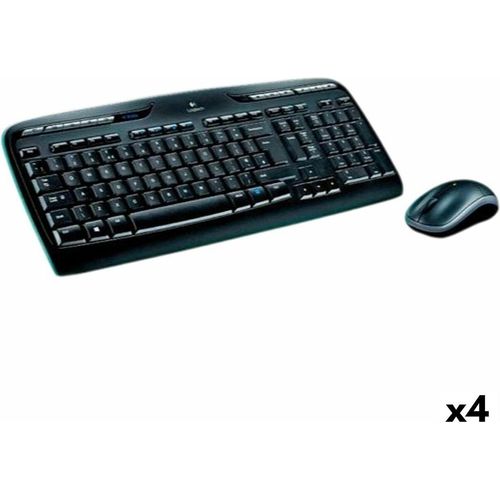 Tastatur mit Maus Logitech MK330 Schwarz Qwerty Spanisch (4 Stück)