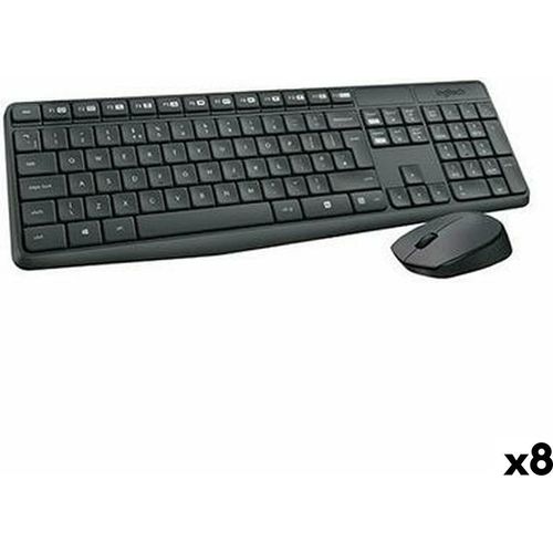 Tastatur mit Maus Logitech MK235 Schwarz Qwerty Spanisch (8 Stück)