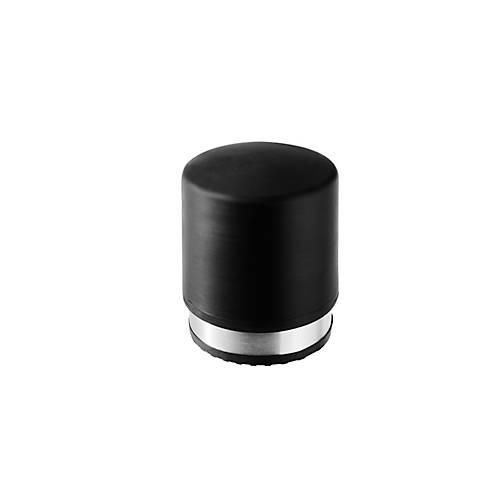 Türstopper, rund, mit Gummikappe, Ø 85 x H 100 mm, Edelstahl gebürstet, edelstahlfarben/schwarz