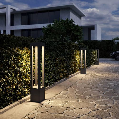 Arcchio LED-Pollerleuchte Lienna, 90 cm, grau, Metall, IP65