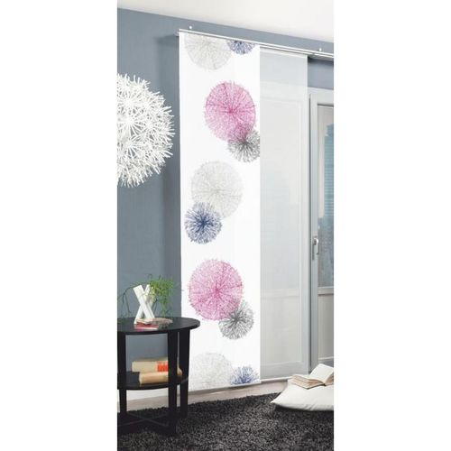 Flächenvorhang , Flieder , Textil , Kreise , 60x245 cm , mit Beschwerungsstab, Paneelwagen, Seidenoptik, Metallabschlussleisten , Wohntextilien,