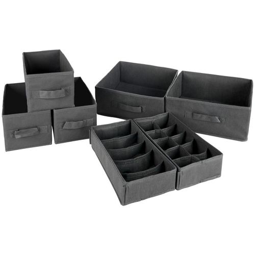 My Baby Lou Aufbewahrungsboxen-Set , Anthrazit , Textil, Karton , Uni , faltbar , Spielzeug, Spielzeugkisten