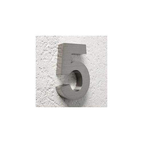 3D Hausnummer 5 Edelstahl V2A unbeleuchtet Arial