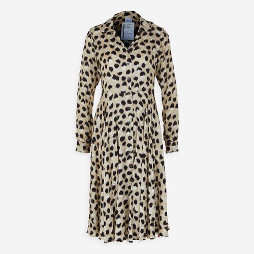 Beiges Midikleid mit Animalprint aus Seidenmischung