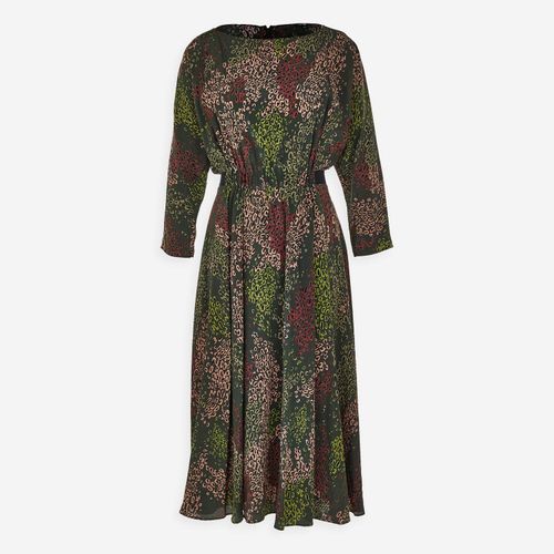 Mehrfarbiges Midikleid mit Rundhalsausschnitt aus Seide