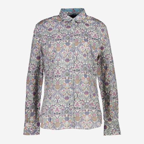 Mehrfarbige Hemdbluse mit Pflanzenmuster