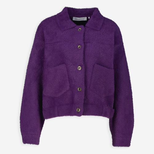 Violette Bubbly Strickjacke mit flauschiger Oberfläche