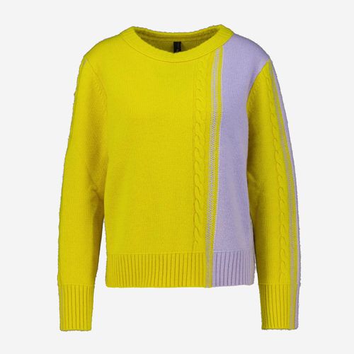 Gelb-violetter Pullover aus Wollmischung