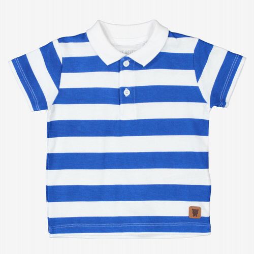 Blau-weißes Poloshirt mit Streifenmuster