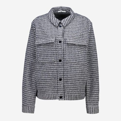 Graue Jacke mit geometrischem Muster