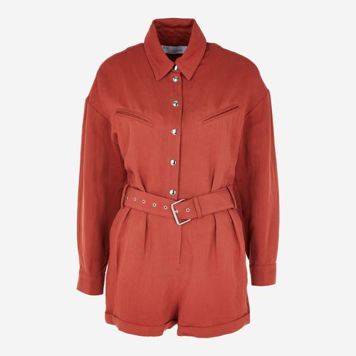 Ziegelroter Overall aus Linenblend