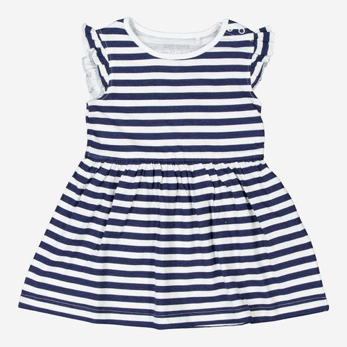 Dunkelblau-weißes Kleid mit Streifenmuster Image