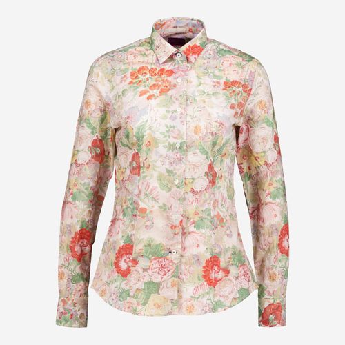 Hellrosafarbene Hemdbluse aus Liberty-Stoff mit Blumenmuster Image