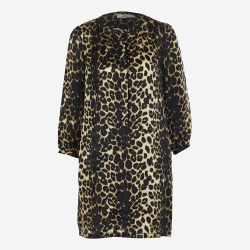 Beige-schwarzes Lisboa Midikleid mit Animalprint