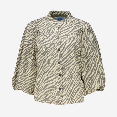 Beige-graue Hemdjacke mit Zebramuster