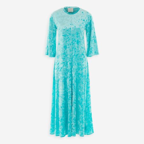 Hellblaues Midikleid mit Kragenausschnitt