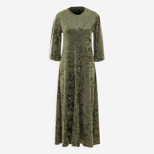 Olivgrünes Midikleid mit Rundhalsausschnitt