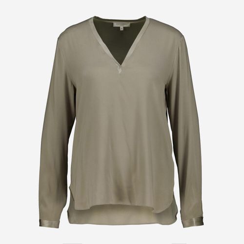 Graue Bluse mit V-Ausschnitt