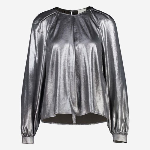 Graue Bluse mit Rundhalsausschnitt