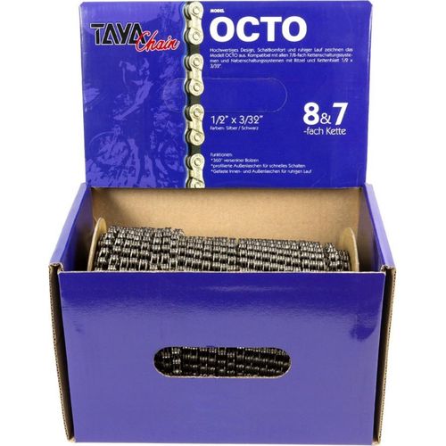 Taya Halskette Okto 1 2x3 32,7-8 Geschwindigkeit, schwarzes Silber, 30mtr Roll