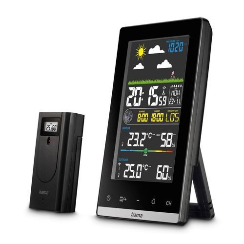Wetterstation HAMA "Wetterstation Funk mit Außensensor (digital, Vorhersage)", schwarz, Wetterstationen, Kinder, (innen und außen)