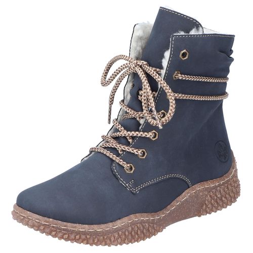 Winterboots RIEKER, Damen, Gr. 41, blau (dunkelblau), Lederimitat, Schuhe, mit modischer Profillaufsohle
