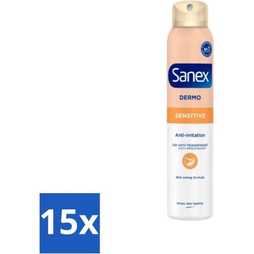 Sanex Dermo Sensitive Deodorant-Spray – 24 Stunden Antitranspirant – Anti-Hautreizung – 150 ml - Vorteilspack - 15 Stücke