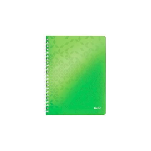 Collegeblock Leitz WOW, Format A4, 80 karierte Blatt, Klarsicht-Tasche, FSC®-zertifiziert, grün