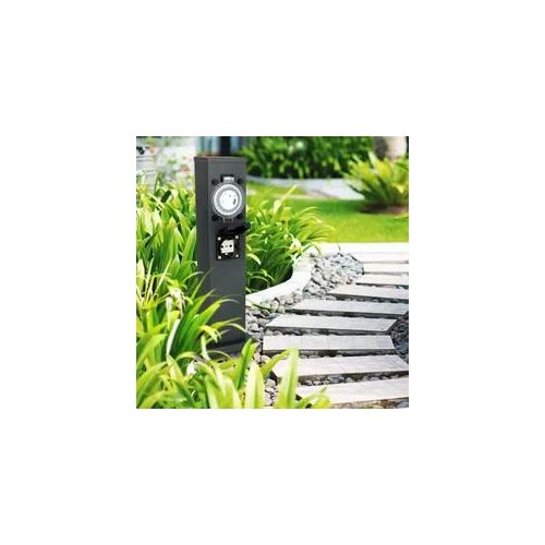 Garten Steckdosensäule für außen - Farbe: Anthrazit - Ausführung: 3 Steckdosen m...