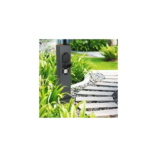 Garten Steckdosensäule für außen - Farbe: Anthrazit - Ausführung: 4 Steckdosen