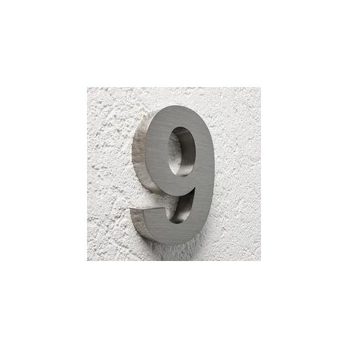3D Hausnummer 9 Edelstahl V2A unbeleuchtet Arial