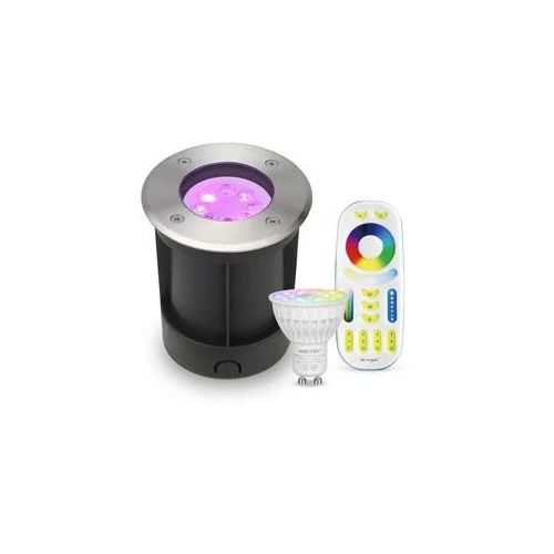 LED Bodeneinbaustrahler rund Edelstahl 230V IP67 - Leuchtmittel: GU10 RGB+CCT DI...