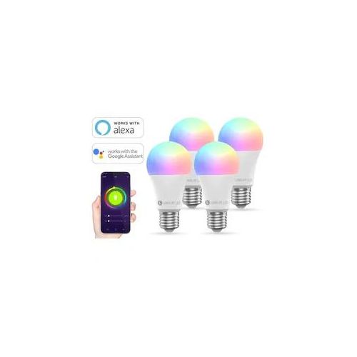4er Set E27 10W RGB+CCT Wi-Fi Smart LED-Lampe 806 Lumen