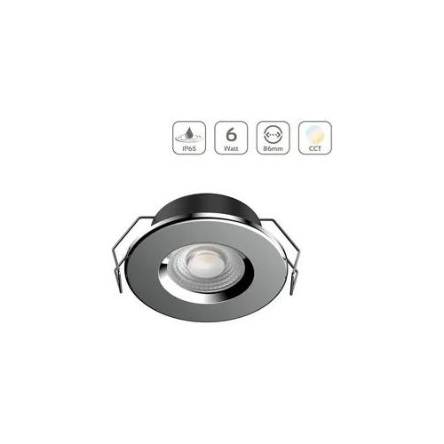 LED Einbaustrahler IP65 CCT 6W Ausschnitt Ø68mm 40° dimmbar - Abdeckring: silber