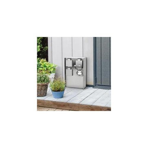 Gartensteckdosensäule für außen IP44 eckig 23cm - Steckdose: 4-fach - Farbe: Ede...