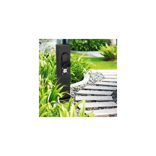 Garten Steckdosensäule für außen - Farbe: Schwarz - Ausführung: 4 Steckdosen