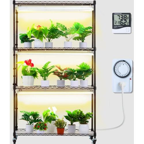 Pflanzenständer mit Pflanzenlampe - 4 Ebenen - 180W - 90x35x150cm - modernes Pflanzenregal für Innenräume