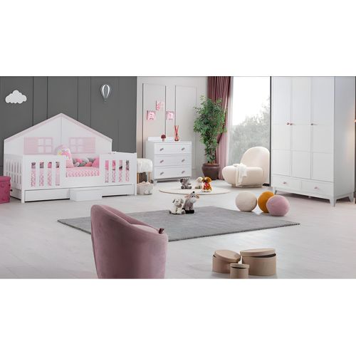 Kinderzimmer Set Modern Bett Mehrfarbig Kleiderschrank Kommode Helles Neu