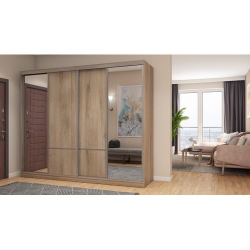 Schiebetürenschrank 4D/268 mit Spiegeln - Eiche Lorenzo, 268x220x65 cm