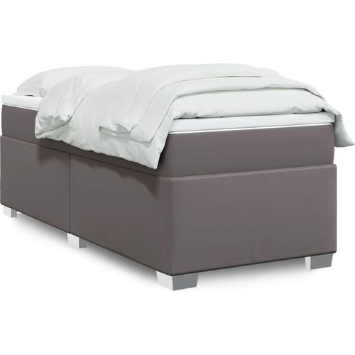Boxspringbett mit Matratze Grau 80x200 cm Kunstleder