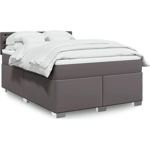 Boxspringbett mit Matratze Grau 140x200 cm Kunstleder