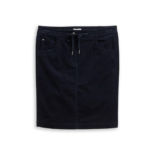 TOM TAILOR Damen Cordrock mit Kordelzug, blau, Uni, Gr. 44