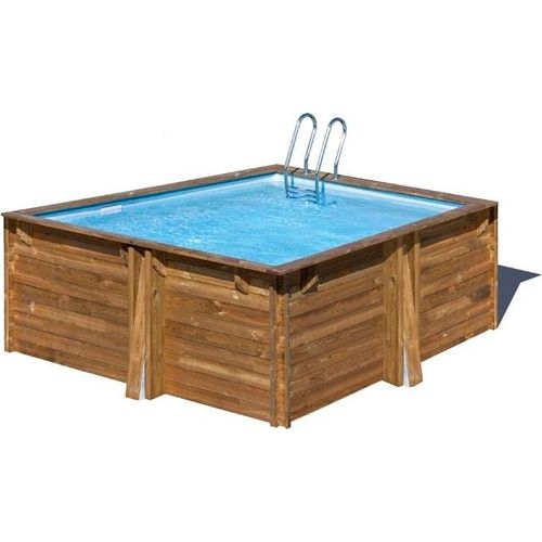 GRE Holzbecken Set City rechteck 3,05m x 3,05m x 1,19m Super Komplettset Pool Rechteckpool / 305 x 305 x 119 cm Holzpool Rechteckbecken Poolset