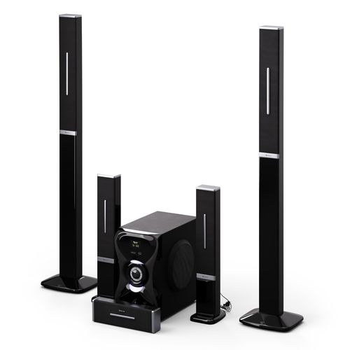 Auna Areal 825 5.1 Soundsystem Kabellos mit Bluetooth, 100-W-Subwoofer und RGB-Beleuchtung - USB-/SD-Anschlüsse, AUX und Optischer Eingang, Heimkino-Lautsprecher mit Fernbedienung