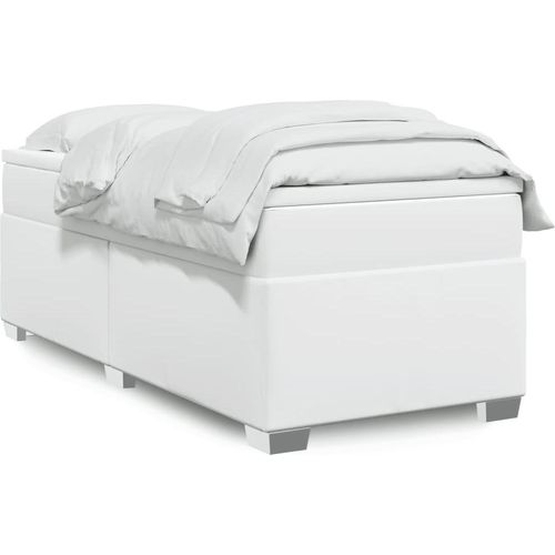 Boxspringbett mit Matratze Weiß 90x190 cm Kunstleder