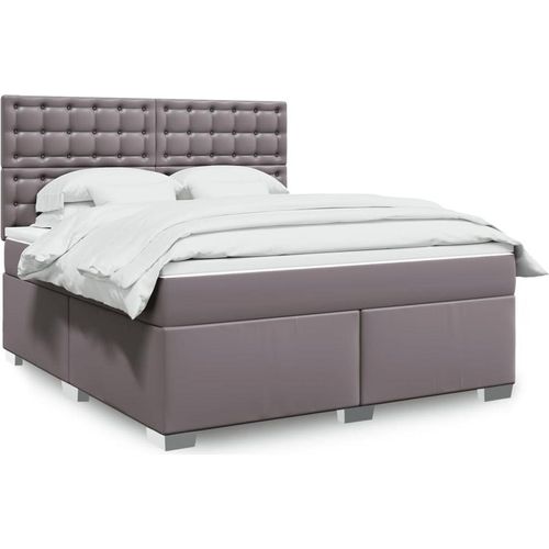 Boxspringbett mit Matratze Grau 180x200 cm Kunstleder