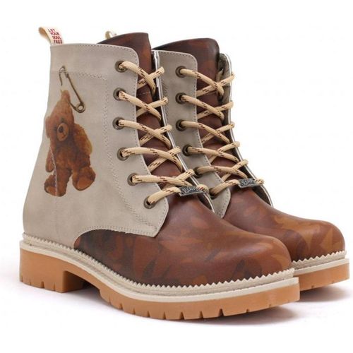 Damen Beige Schuhe Goby Stiefeletten NJR165 mit Teddybär 38