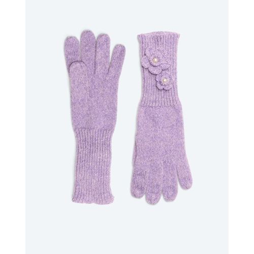 Strickhandschuhe mit Blumenapplikation