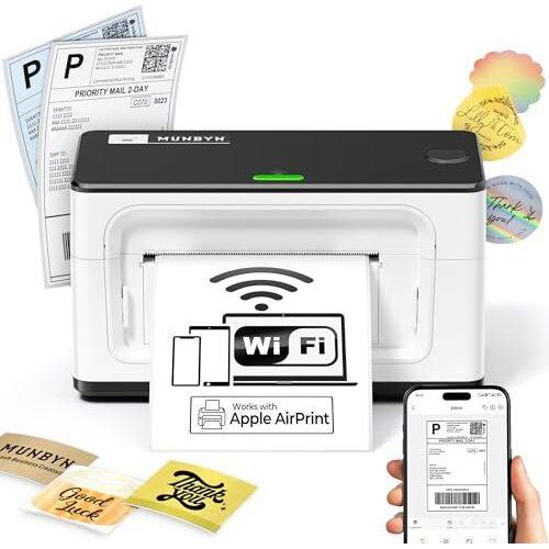 Munbyn AirPrint-Label Drucker WLAN WLAN 4x6 Versandetiketten Thermal Amazon Shopify eBay DHL DPD Hermes Ups FedEx GLS, ITPP941AP White